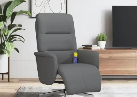 Fotoliu masaj rabatabil cu suport picioare, gri închis, textil - 1/5