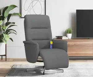 vidaXL Fotoliu masaj rabatabil cu suport picioare, gri închis, textil