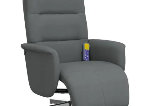 Fotoliu masaj rabatabil cu suport picioare, gri închis, textil - 2/5