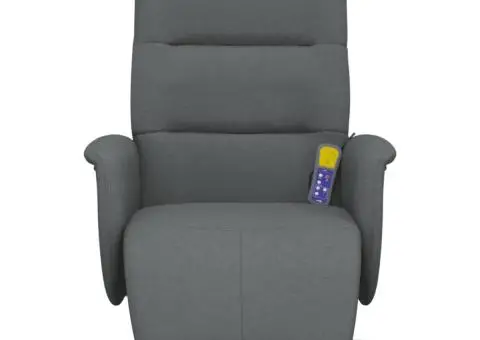 Fotoliu masaj rabatabil cu suport picioare, gri închis, textil - 3/5