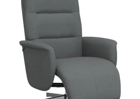 Fotoliu rabatabil cu suport de picioare, gri închis, textil - 2/5