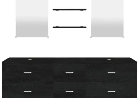 Set mobilier de baie, 5 piese, negru, lemn prelucrat - 4/5