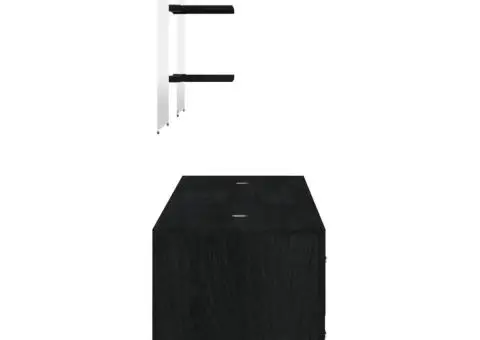 Set mobilier de baie, 5 piese, negru, lemn prelucrat - 5/5