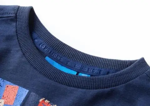 Tricou de copii cu mâneci lungi, bleumarin melanj, 92 - 3/5