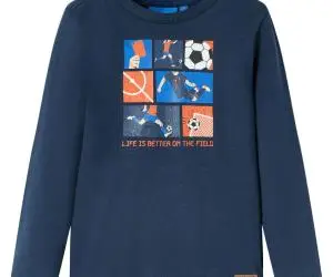 Tricou de copii cu mâneci lungi, bleumarin melanj, 116