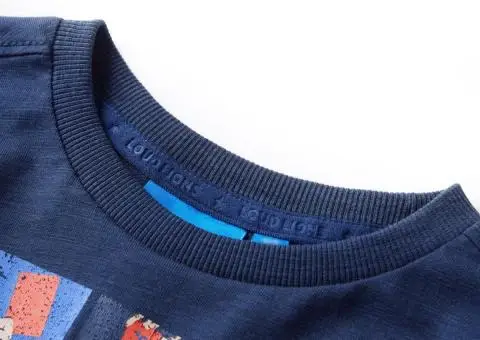 Tricou de copii cu mâneci lungi, bleumarin melanj, 116 - 3/5