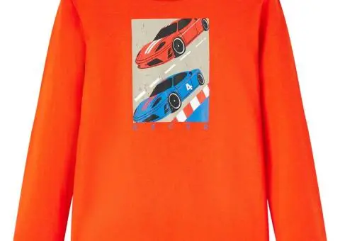 Tricou copii mâneci lungi, portocaliu aprins 128 - 1/5