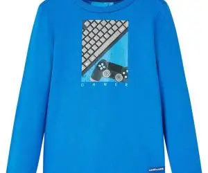 Tricou copii mâneci lungi albastru cobalt 140