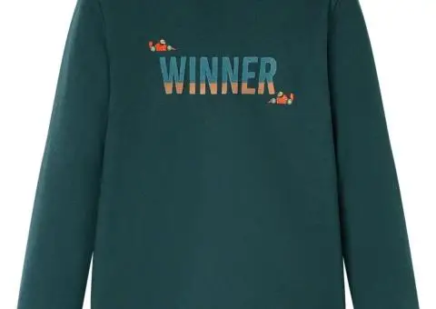 Tricou de copii cu mâneci lungi verde închis 104 - 1/5