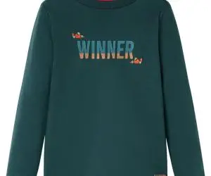 Tricou de copii cu mâneci lungi verde închis 104