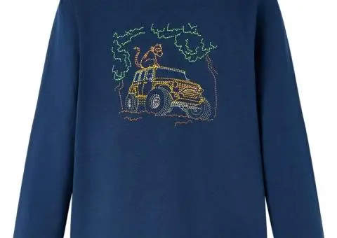 Tricou pentru copii cu mâneci lungi, bleumarin, 128 - 1/5