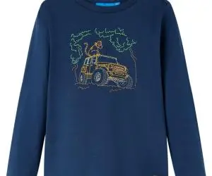 Tricou pentru copii cu mâneci lungi, bleumarin, 128