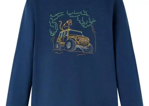 Tricou pentru copii cu mâneci lungi, bleumarin, 104 - 1/5