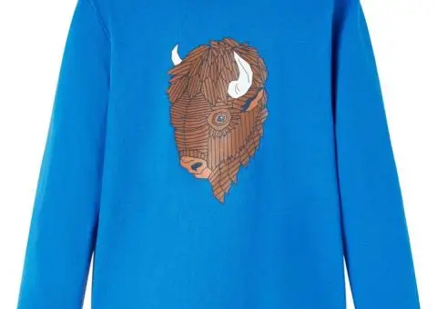 Tricou de copii cu mâneci lungi, albastru cobalt, 140 - 1/5