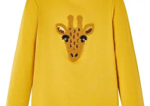 Tricou pentru copii cu mâneci lungi ocru închis 116 - 1/5