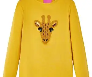 Tricou pentru copii cu mâneci lungi ocru închis 116