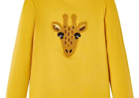 Tricou pentru copii cu mâneci lungi ocru închis 140 - 1/5