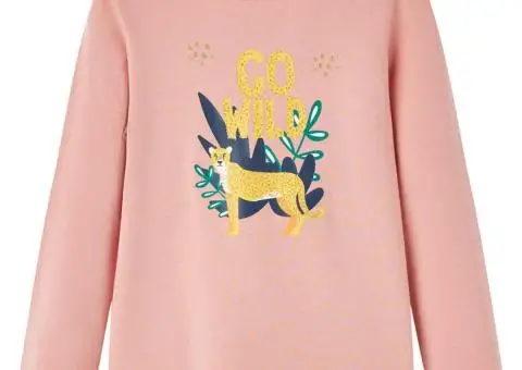 Tricou pentru copii cu mâneci lungi roz deschis 104 - 1/5