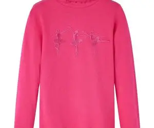 Tricou pentru copii cu mâneci lungi, roz aprins, 128