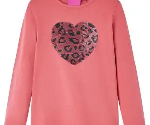 Tricou pentru copii cu mâneci lungi, roz antichizat, 104
