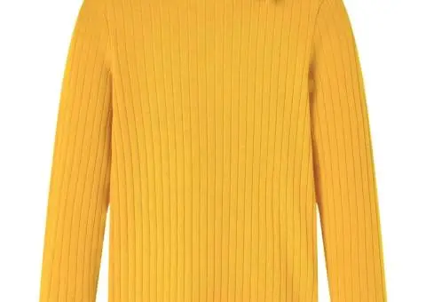 Tricou de copii cu mâneci lungi, tricot cu nervuri, ocru închis, 116 - 1/5