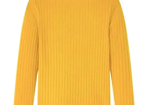 Tricou de copii cu mâneci lungi, tricot cu nervuri, ocru închis, 116 - 2/5