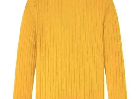 Tricou de copii cu mâneci lungi, tricot cu nervuri, ocru închis, 92 - 2/5