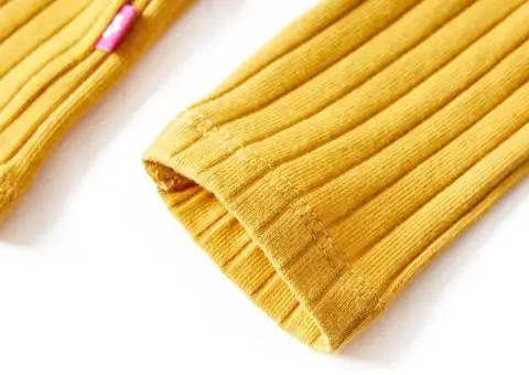 Tricou de copii cu mâneci lungi, tricot cu nervuri, ocru închis, 92 - 5/5