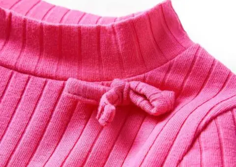 Tricou de copii cu mâneci lungi, tricot cu nervuri, roz aprins, 140 - 4/5