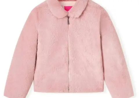 Palton pentru copii din blană artificială, roz, 128 - 1/5