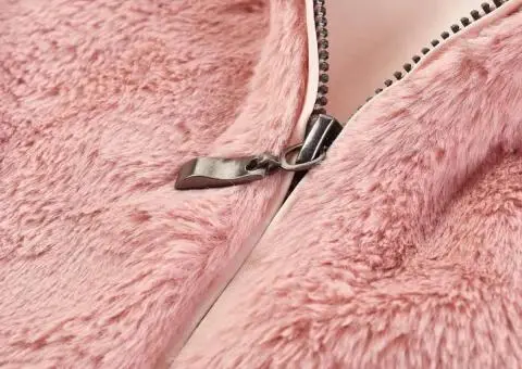 Palton pentru copii din blană artificială, roz, 128 - 4/5