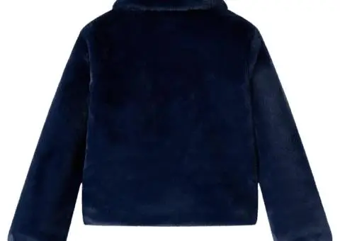 Palton pentru copii din blană artificială, bleumarin, 128 - 2/5