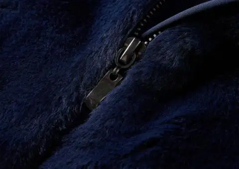 Palton pentru copii din blană artificială, bleumarin, 128 - 4/5