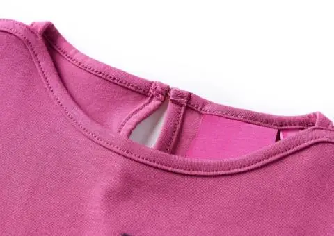 Tricou pentru copii cu mâneci lungi, zmeuriu, 92 - 3/5