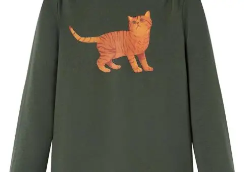 Tricou cu mâneci lungi pentru copii, kaki, 116 - 1/5