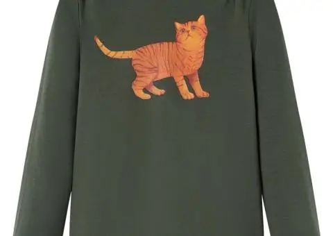 Tricou cu mâneci lungi pentru copii, kaki, 92 - 1/5