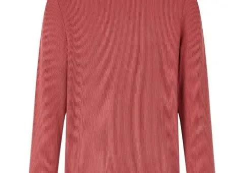 Tricou de copii cu mâneci lungi, guler tunică, roșu ars, 116 - 1/5