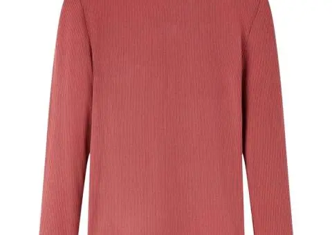 Tricou de copii cu mâneci lungi, guler tunică, roșu ars, 116 - 2/5