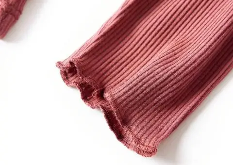 Tricou de copii cu mâneci lungi, guler tunică, roșu ars, 116 - 5/5