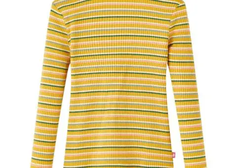 Tricou de copii cu mâneci lungi, ocru, 128 - 1/5