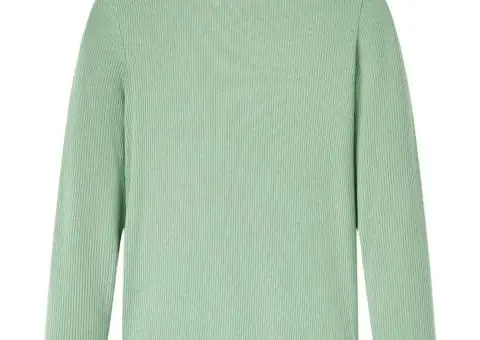 Tricou de copii cu mâneci lungi, guler tunică, verde mentă închis, 92 - 1/5