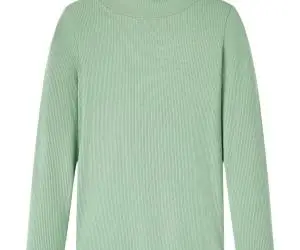 Tricou de copii cu mâneci lungi, guler tunică, verde mentă închis, 92
