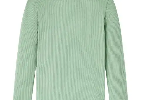 Tricou de copii cu mâneci lungi, guler tunică, verde mentă închis, 92 - 2/5