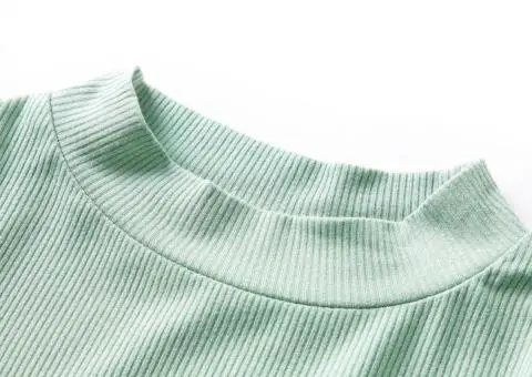 Tricou de copii cu mâneci lungi, guler tunică, verde mentă închis, 92 - 3/5