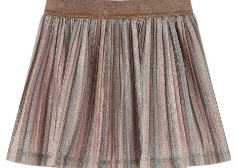 Fusta plisată pentru copii cu sclipici, maro și roz, 92 - 1/5