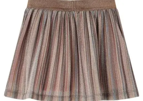 Fusta plisată pentru copii cu sclipici, maro și roz, 92 - 2/5