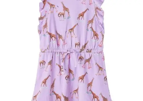 Rochie de copii, mâneci cu volane șnur talie, lila 140 - 1/5