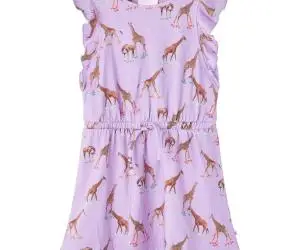 Rochie de copii, mâneci cu volane șnur talie, lila 140