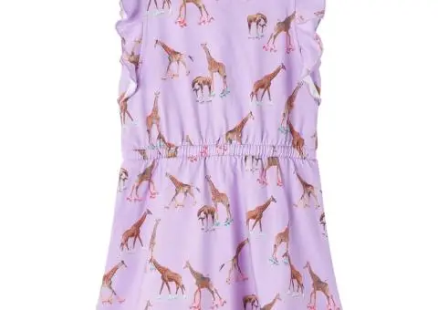 Rochie de copii, mâneci cu volane șnur talie, lila 140 - 2/5