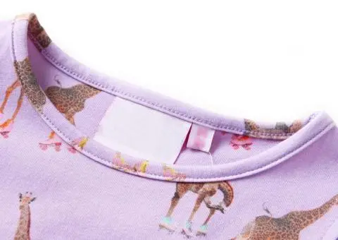 Rochie de copii, mâneci cu volane șnur talie, lila 140 - 3/5